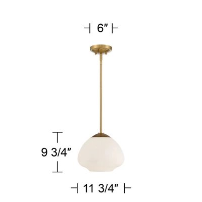 Possini Euro Design Orilla Brass Mini Pendant Light 11 3/4" Wide Mid Century Modern White Opal Glass Shade For Dining Room House Foyer Kitchen Island 6 Possini Euro Design Orilla Brass Mini Pendant Light 11 3/4" Wide Mid Century Modern White Opal Glass Shade For Dining Room House Foyer Kitchen Island - Image 6