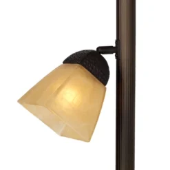 Franklin Iron Works Rustic Farmhouse Mission Torchiere Floor Lamp 71 1/2" Tall Roman Bronze 3-Light Frosted Champagne Amber Glass For Living Room -Home Decor Sales GUEST 112f24c5 8a79 4601 819b 2cce53d80b7c