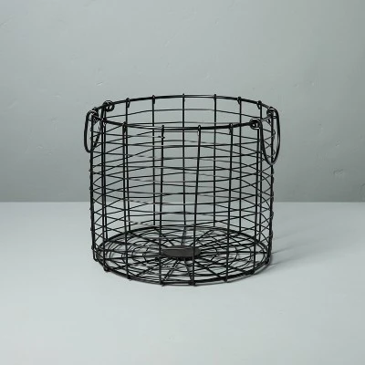 Round Wire Storage Basket With Handles Black - Hearth & Hand™ With Magnolia 5 Round Wire Storage Basket With Handles Black - Hearth & Hand™ With Magnolia - Image 5