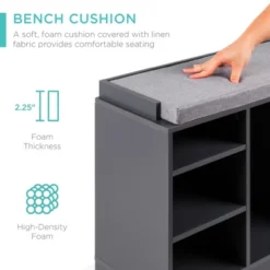 Best Choice Products 46in Shoe Storage Organization Rack Bench For Entryway, Bedroom W/ Padded Seat, 10 Cubbies - Gray 8 Best Choice Products 46in Shoe Storage Organization Rack Bench For Entryway, Bedroom W/ Padded Seat, 10 Cubbies - Gray -Home Decor Sales GUEST 13abc812 5480 4f06 8909 0a4154ef5d89