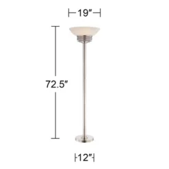 Possini Euro Design Light Blaster Art Deco Torchiere Floor Lamp 72 1/2" Tall Brushed Nickel LED Frosted Glass Bowl Shade For Living Room Bedroom House -Home Decor Sales GUEST 170732a1 4cce 47bf 841e b22f7225adf0