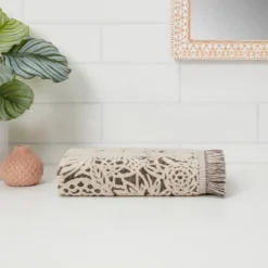 Allover Pattern Towels Black/White - Opalhouse