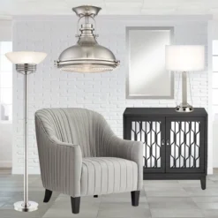 Possini Euro Design Light Blaster Art Deco Torchiere Floor Lamp 72 1/2" Tall Brushed Nickel LED Frosted Glass Bowl Shade For Living Room Bedroom House -Home Decor Sales GUEST 1fdfa31a 7db8 4bab 8612 bfbe5fe86e68