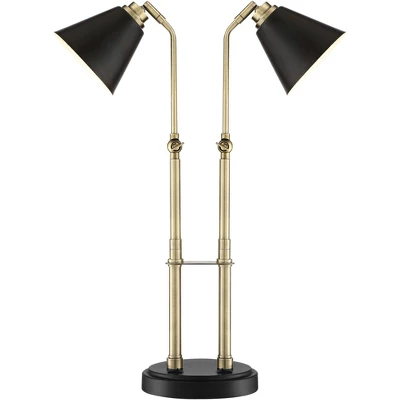 Possini Euro Design Sentry Modern Mid Century Desk Lamp 23" High Black Brass With USB Charging Port LED Adjustable Cone Shade For Bedroom Living Room 7 Possini Euro Design Sentry Modern Mid Century Desk Lamp 23" High Black Brass With USB Charging Port LED Adjustable Cone Shade For Bedroom Living Room - Image 7