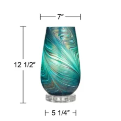 360 Lighting Carmen Modern Coastal Accent Table Lamps 12 1/2" High Set Of 2 Green Art Glass Shade For Bedroom Bedside Nightstand Office -Home Decor Sales GUEST 27769a4f 3ecc 4586 9705 85b804f640a8