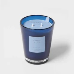 Colored Vase Glass With Dustcover Marine Moss Candle Blue - Threshold™ -Home Decor Sales GUEST 2f74f3e1 96a9 4d09 847e 100c47a93447