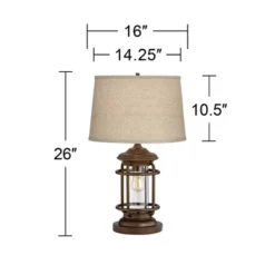 Franklin Iron Works Andreas Industrial Table Lamp 26" High Brown Metal With Nightlight LED And USB Charging Port Oatmeal Shade For Living Room Desk 11 Franklin Iron Works Andreas Industrial Table Lamp 26" High Brown Metal With Nightlight LED And USB Charging Port Oatmeal Shade For Living Room Desk -Home Decor Sales GUEST 30e5398d 8d45 4b7a 9408 c81680af6f99