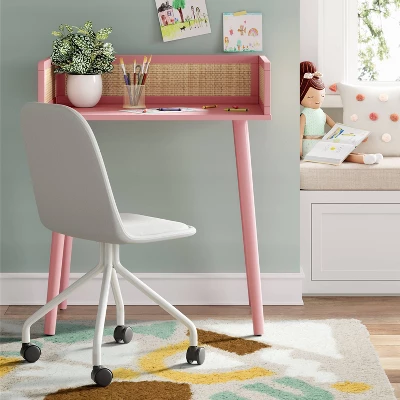 Rattan And Wood Kids' Desk Pink - Pillowfort™ 1 Rattan And Wood Kids' Desk Pink - Pillowfort™