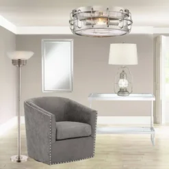 Possini Euro Design Light Blaster Art Deco Torchiere Floor Lamp 72 1/2" Tall Brushed Nickel LED Frosted Glass Bowl Shade For Living Room Bedroom House -Home Decor Sales GUEST 37116d73 80ee 4df9 9182 e7a665c0400b