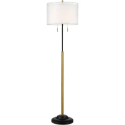 Possini Euro Design Roxie Modern Floor Lamp With Riser 65 1/2" Tall Brass Black Metal Sheer Linen Double Drum Shade For Living Room Bedroom Office 12 Possini Euro Design Roxie Modern Floor Lamp With Riser 65 1/2" Tall Brass Black Metal Sheer Linen Double Drum Shade For Living Room Bedroom Office -Home Decor Sales GUEST 3a086c6e 1973 4084 b26b e9fc7acd17aa