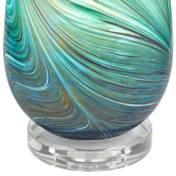 360 Lighting Carmen Modern Coastal Accent Table Lamps 12 1/2" High Set Of 2 Green Art Glass Shade For Bedroom Bedside Nightstand Office -Home Decor Sales GUEST 3b3e014b 328b 40a3 9116 fffc8a644d67