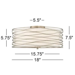 Possini Euro Design Modern Ceiling Light Flush Mount Fixture Antique Silver Leaf 18" Wide Wavy Spun White Drum For Bedroom Kitchen -Home Decor Sales GUEST 4112a4ed 7d59 4dbe 993c c95c22d4de5b