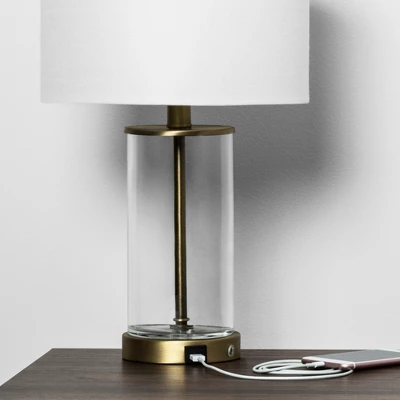 Fillable Accent With USB Table Lamp Brass - Threshold 3 Fillable Accent With USB Table Lamp Brass - Threshold - Image 3