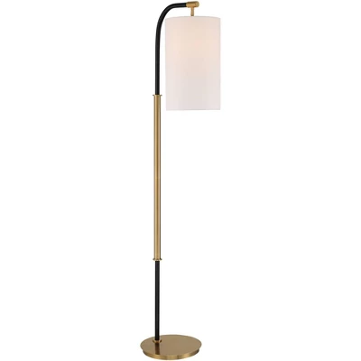 Possini Euro Design Sausalito Mid Century Modern Downbridge Floor Lamp 67" Tall Warm Gold Black Metal Linen Cylinder Shade For Living Room Reading 7 Possini Euro Design Sausalito Mid Century Modern Downbridge Floor Lamp 67" Tall Warm Gold Black Metal Linen Cylinder Shade For Living Room Reading - Image 7