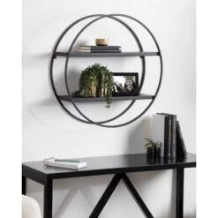 24" Diameter Sequoia Wood And Metal Round Wall Shelf - Kate & Laurel All Things Decor -Home Decor Sales GUEST 45b6cefb c872 460e bff4 95feb96d08c2