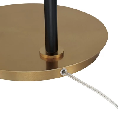 Possini Euro Design Sausalito Mid Century Modern Downbridge Floor Lamp 67" Tall Warm Gold Black Metal Linen Cylinder Shade For Living Room Reading 4 Possini Euro Design Sausalito Mid Century Modern Downbridge Floor Lamp 67" Tall Warm Gold Black Metal Linen Cylinder Shade For Living Room Reading - Image 4