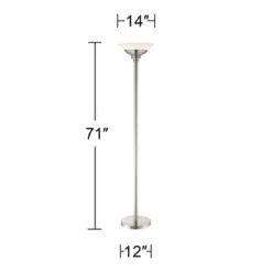 Possini Euro Design Metro Modern Torchiere Floor Lamp 71" Tall Brushed Nickel Frosted White Acrylic Shade For Living Room Reading Bedroom Office House -Home Decor Sales GUEST 4f3fc5e2 f026 46ca 87c6 c900ff124dd0