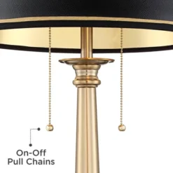 Barnes And Ivy Georgetown Traditional Desk Lamp 28 1/2" Tall Warm Brass With USB Charging Port Black Shade For Bedroom Living Room Bedside Office Kids -Home Decor Sales GUEST 5010faa4 3c38 45ac ad39 77c42238de97