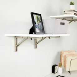 Built Industrial 2 Pack Folding L Wall Shelf Bracket, 10 Inch Collapsible Hardware With Locking Hinge For Garage Shelves, Holds 120lbs -Home Decor Sales GUEST 555ad0b8 e83d 42c4 af02 5dfe3c43b4ec