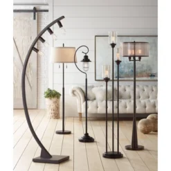 Franklin Iron Works Arcos Industrial Arc Floor Lamp 71" Tall Bronze Brown Metal Dimmable LED Decor For Living Room Reading Bedroom Office House Home -Home Decor Sales GUEST 5810e929 2f4c 4e54 8434 2533ddae9e0e