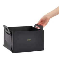 Juvale 2 Pack Faux Leather Foldable Storage Bins With Handles, Collapsible Baskets For Home Organization, Black, 10 X 6.5 In -Home Decor Sales GUEST 59fea7de e227 48f6 9a83 a386a47634d9