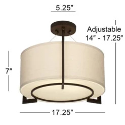 Possini Euro Design Stinson Modern Ceiling Light Semi Flush Mount Fixture 17 1/4" Wide Bronze 3-Light Linen Drum Shade For Bedroom Kitchen Living Room 12 Possini Euro Design Stinson Modern Ceiling Light Semi Flush Mount Fixture 17 1/4" Wide Bronze 3-Light Linen Drum Shade For Bedroom Kitchen Living Room -Home Decor Sales GUEST 5cfc32a1 5a13 49e4 b20a c7db2f1f1e48