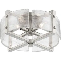Possini Euro Design Prane Modern Industrial Ceiling Light Semi Flush Mount Fixture 17" Wide Brushed Nickel 4-Light Warped Glass For Bedroom Kitchen -Home Decor Sales GUEST 67a99e33 3ded 4f1c 8926 ed44f24e2ae9