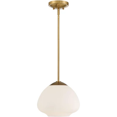 Possini Euro Design Orilla Brass Mini Pendant Light 11 3/4" Wide Mid Century Modern White Opal Glass Shade For Dining Room House Foyer Kitchen Island 4 Possini Euro Design Orilla Brass Mini Pendant Light 11 3/4" Wide Mid Century Modern White Opal Glass Shade For Dining Room House Foyer Kitchen Island - Image 4
