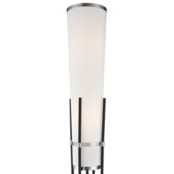 Possini Euro Design Flute Modern Torchiere Floor Lamp 64" Tall Satin Black Brushed Nickel White Linen Shade For Living Room Bedroom Office House Home -Home Decor Sales GUEST 6d8338c9 1eea 4637 a805 c6f342edfa75