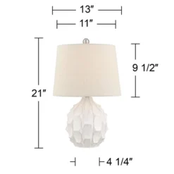 360 Lighting Ellen 21" High Sculptured Small Mid Century Modern Coastal Accent Table Lamp White Ceramic Single Living Room Bedroom Bedside Nightstand -Home Decor Sales GUEST 6e1531b1 8652 48fa acde 11a37d6902b1