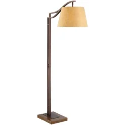 Franklin Iron Works Tahoe Rustic Industrial Downbridge Arc Floor Lamp 60" Tall Bronze Metal Faux Leather Empire Shade For Living Room Reading Bedroom -Home Decor Sales GUEST 73942368 bb6f 4a87 8ab7 ec98e041e09d