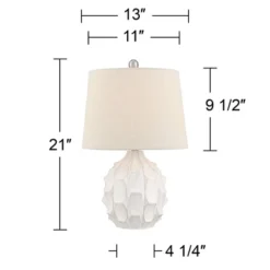 360 Lighting Ellen 21" High Sculptured Small Mid Century Modern Coastal Accent Table Lamp White Ceramic Single Living Room Bedroom Bedside Nightstand -Home Decor Sales GUEST 78a35270 b85f 470b 8d36 f557ab41e97c