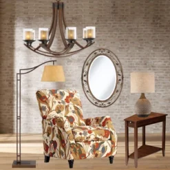 Franklin Iron Works Tahoe Rustic Industrial Downbridge Arc Floor Lamp 60" Tall Bronze Metal Faux Leather Empire Shade For Living Room Reading Bedroom -Home Decor Sales GUEST 7f0f79ac efc3 4b81 90e5 eb3bf86d5c55