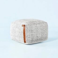 Hand-Woven Pouf Ottoman With Leather Trim - Hearth & Hand™ With Magnolia -Home Decor Sales GUEST 819b4a8f 2db7 4089 b6dd 3544521baa39