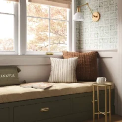 Cotton Flax Woven Striped Square Throw Pillow - Thresholdâ˘