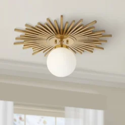 Possini Euro Design Hazel Modern Ceiling Light Semi Flush Mount Fixture 24" Wide Warm Brass White Globe Shade For Bedroom Kitchen Living Room Hallway -Home Decor Sales GUEST 937faa9c a474 460e 97d2 cb24e8bfb570