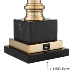 Barnes And Ivy Georgetown Traditional Desk Lamp 28 1/2" Tall Warm Brass With USB Charging Port Black Shade For Bedroom Living Room Bedside Office Kids -Home Decor Sales GUEST 94b13a7e 0305 42a6 b106 7b0b1504f7cf