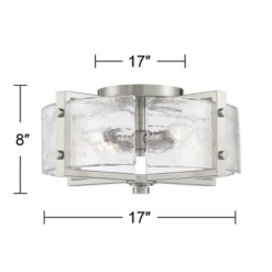 Possini Euro Design Prane Modern Industrial Ceiling Light Semi Flush Mount Fixture 17" Wide Brushed Nickel 4-Light Warped Glass For Bedroom Kitchen -Home Decor Sales GUEST 968afca0 1c02 432c 9354 62d2a6a517c1