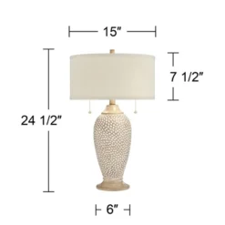 360 Lighting Cody Rustic Farmhouse Table Lamps 24 1/2" High Set Of 2 Beige Textured Pebble Drum Shade For Bedroom Living Room Bedside Nightstand House -Home Decor Sales GUEST 9b2d2d00 4c2e 4770 86c0 c5a78dd9b8a1