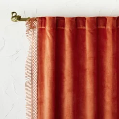 1pc Light Filtering Velvet Macrame Trim Window Curtain Panel Burnt Orange - Opalhouse™ Designed With Jungalow™ -Home Decor Sales GUEST 9bfd56a0 ad5c 4df0 98b1 851ec6623ce3