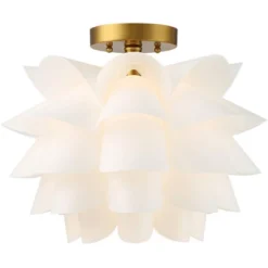 Possini Euro Design Modern Ceiling Light Semi Flush Mount Fixture White Flower Gold Metal 15 3/4" Wide Living Room Bedroom Kitchen -Home Decor Sales GUEST 9caa153e a2a6 4cbb b7c7 151d401311d5