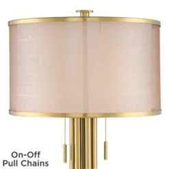 Possini Euro Design Granview Modern Table Lamp 32 1/2" Tall Brass Column Taupe Organza Outer Off White Linen Inner Drum Shade For Bedroom Living Room -Home Decor Sales GUEST ab5a4ef5 5251 4563 a797 c96730966c4d