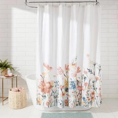 Watercolor Engineered Floral Shower Curtain - Threshold™ 1 Watercolor Engineered Floral Shower Curtain - Threshold™