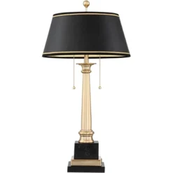 Barnes And Ivy Georgetown Traditional Desk Lamp 28 1/2" Tall Warm Brass With USB Charging Port Black Shade For Bedroom Living Room Bedside Office Kids -Home Decor Sales GUEST ae744be2 d7e5 4ce7 acb9 0a26a7ff6122