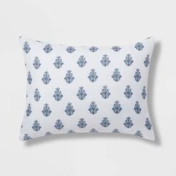 5pc Block Print With Border Comforter Bedding Set White/Blue - Threshold™ -Home Decor Sales GUEST b03a15d2 8e0b 42ad bda7 eeee200581c9