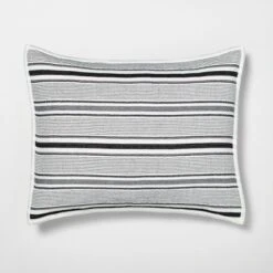 Textured Stripe Pillow Sham Dark Gray/Cream - Hearth & Hand With Magnolia -Home Decor Sales GUEST b0608181 3b6d 4688 8af4 76eb9e213a88