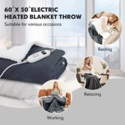 Tangkula 50" X 60" Heated Electric Reversible Fleece Blanket Blanket Throw W/ 10 Heat Levels, 9 Hours Auto Shut-Off, Overheat Protection Gray -Home Decor Sales GUEST bba9b90e d696 4c1e 93cf fcca11db97cd