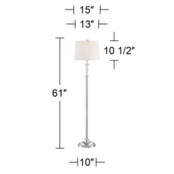 360 Lighting Montrose Modern Floor Lamps 61" Tall Set Of 2 Polished Steel Crystal Glass White Fabric Drum Shade For Living Room Bedroom Office House -Home Decor Sales GUEST bda5a96c 667b 4fd7 9d71 768207758958