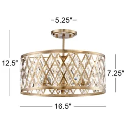 Possini Euro Design Tanz Modern Ceiling Light Semi Flush Mount Fixture 16 1/2" Wide Satin Brass 3-Light Clear Glass Crystal For Bedroom Kitchen House 7 Possini Euro Design Tanz Modern Ceiling Light Semi Flush Mount Fixture 16 1/2" Wide Satin Brass 3-Light Clear Glass Crystal For Bedroom Kitchen House -Home Decor Sales GUEST c43a1805 adc9 4385 a1b9 30762f770ec5