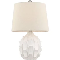 360 Lighting Ellen 21" High Sculptured Small Mid Century Modern Coastal Accent Table Lamp White Ceramic Single Living Room Bedroom Bedside Nightstand -Home Decor Sales GUEST cb631873 f72b 4b19 814c 5acd13c471b0